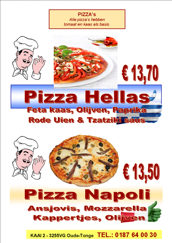 folder Folder - Onze Specialiteiten: Spareribs & Pizza's